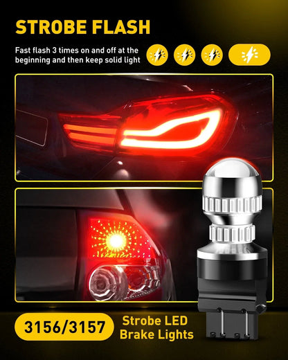 2X 3157 3156 Red LED Brake Stop Tail Bulbs for Ford F-150 (1997–2017)