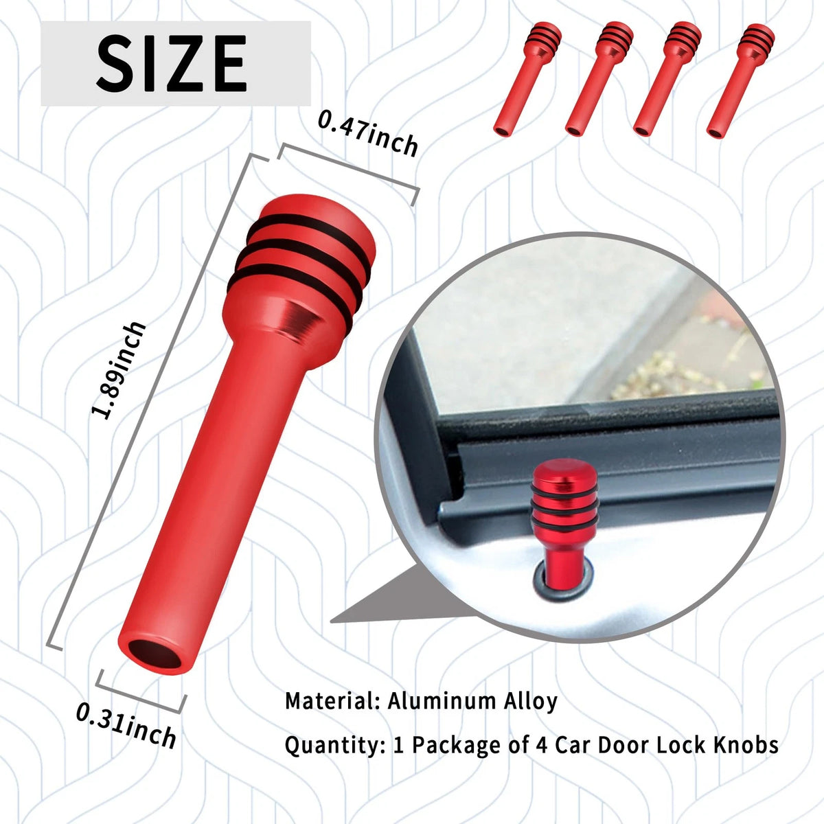 Set of 4 Colorful Aluminum Alloy Car Door Lock Knobs for Universal Fit