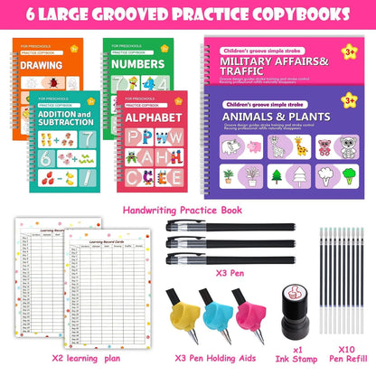 6 Pack Writing Practice Books for Kids, Reusable Handwriting Tools