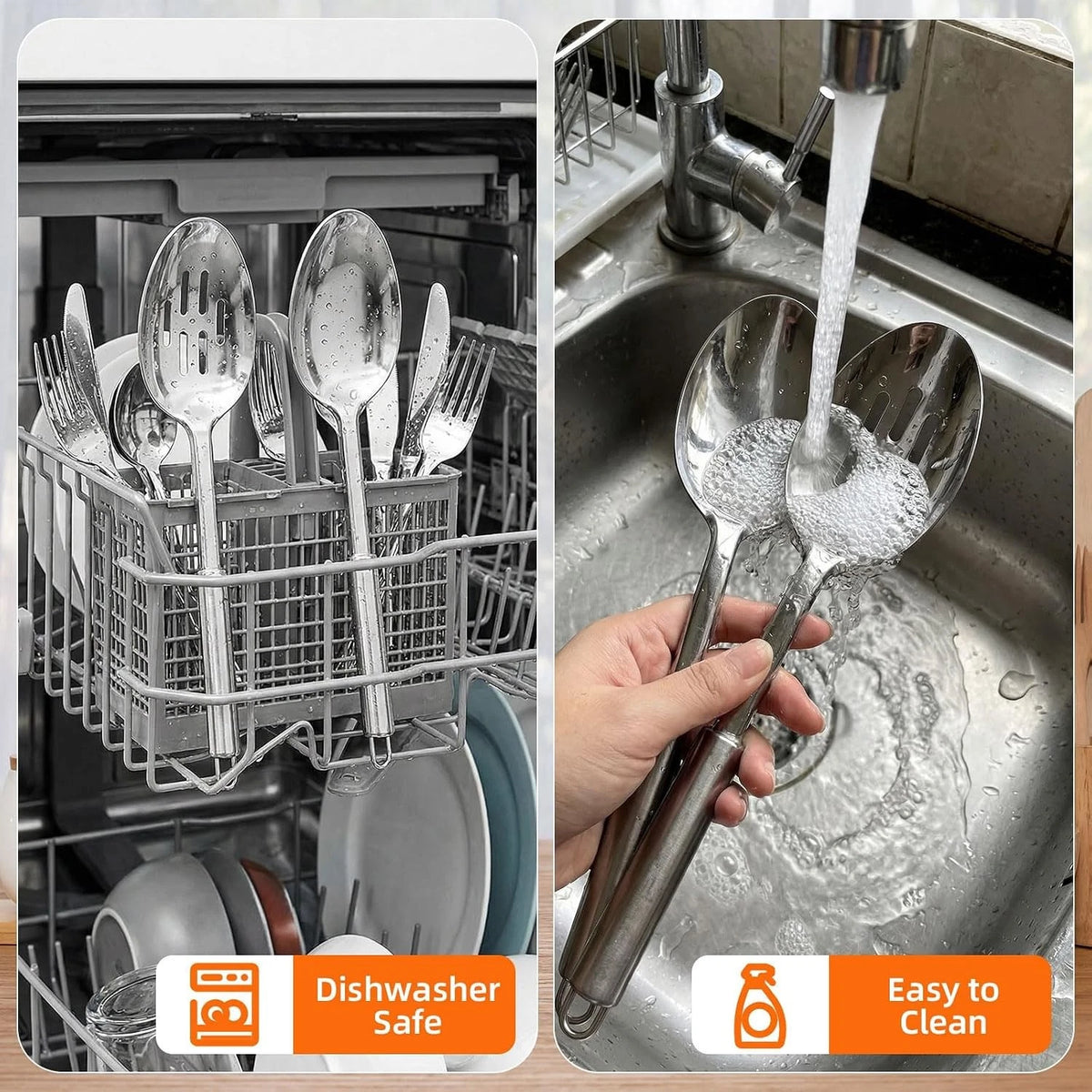 Set of 2 Stainless Steel Serving Spoons for Kitchen