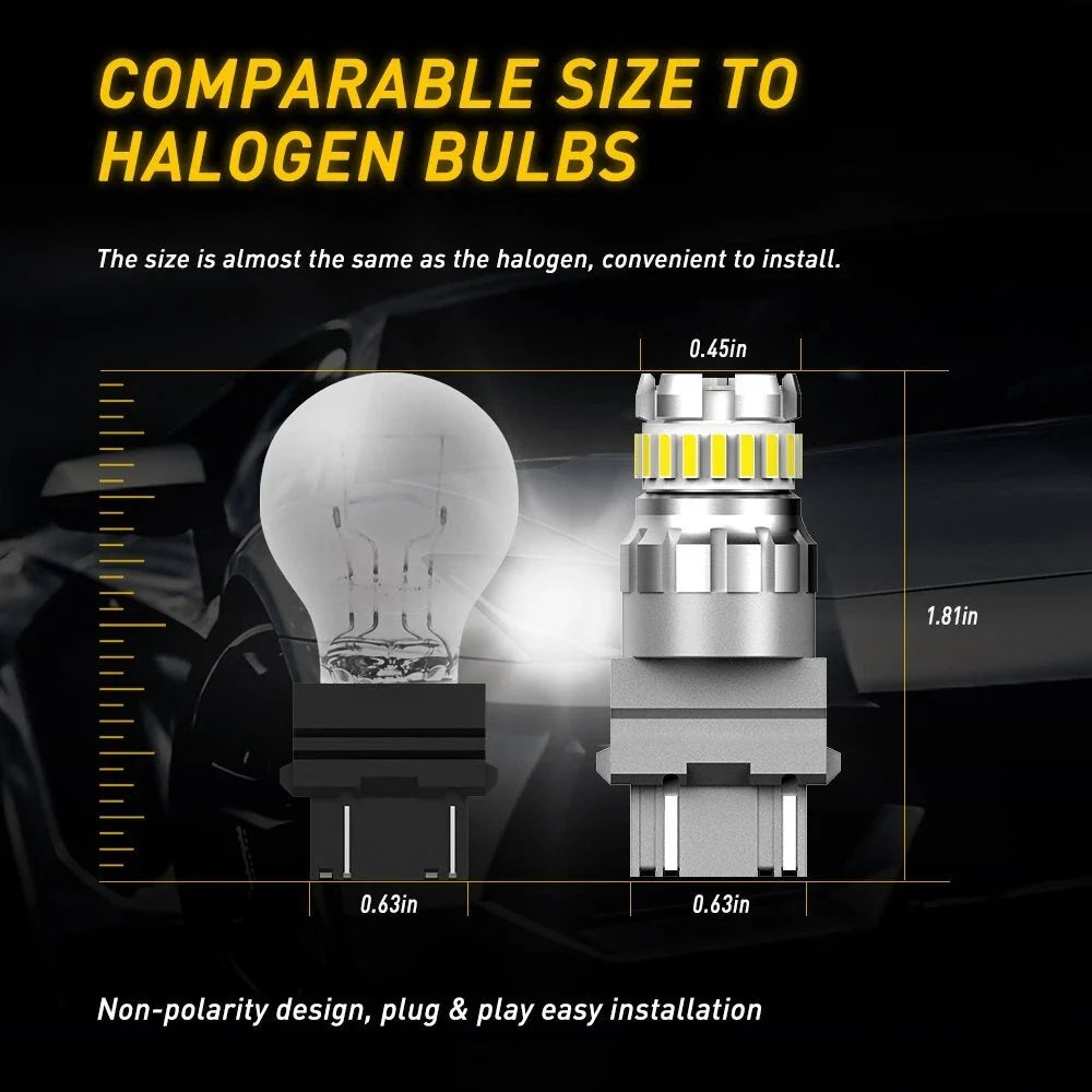 Set of 6 LED Backup Brake Light Bulbs for Various Models (3157/3156/3057/4057)