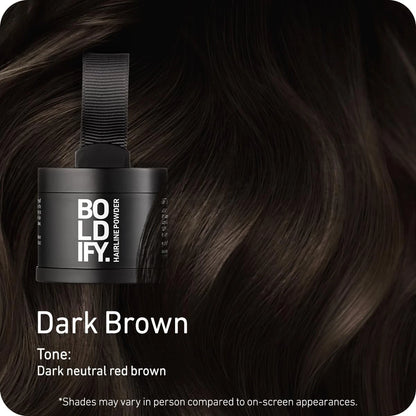 BOLDIFY Hairline Powder for All Makes and Models (Water-Resistant, Dark Brown)