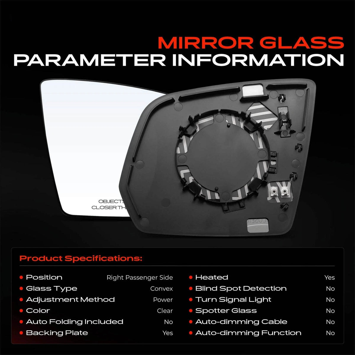 Heated Power Mirror Glass for Mercedes-Benz GL320 GL350 (MB1325105, 1648105219)