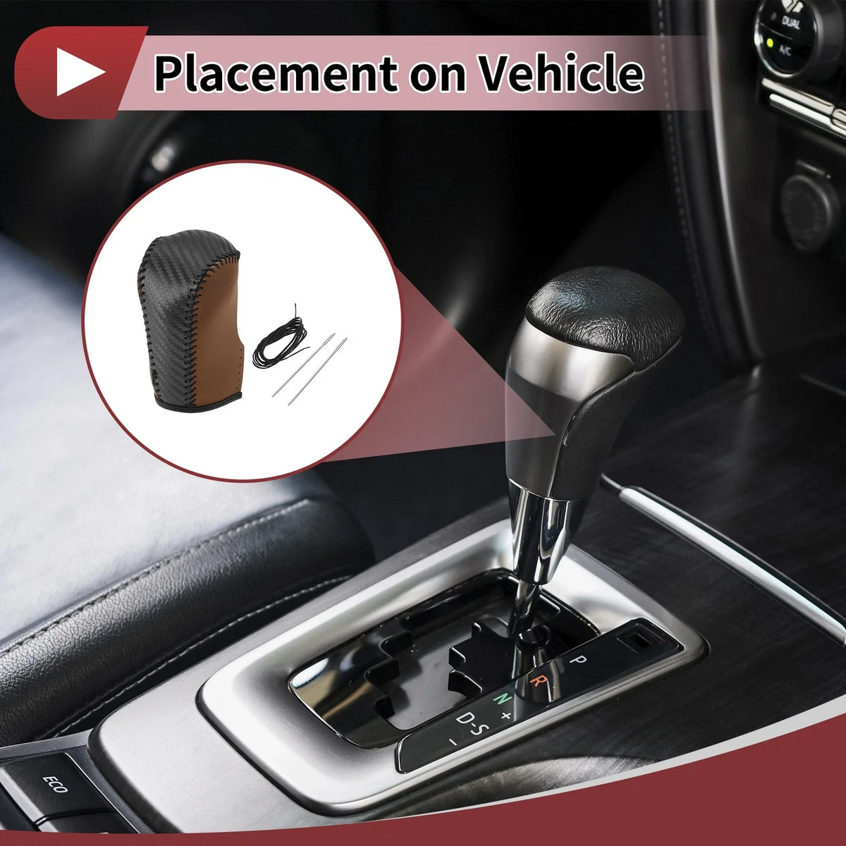 1 Pc Gear Shift Knob Cover for Nissan Murano (2009–2013) Black Brown Faux Leather