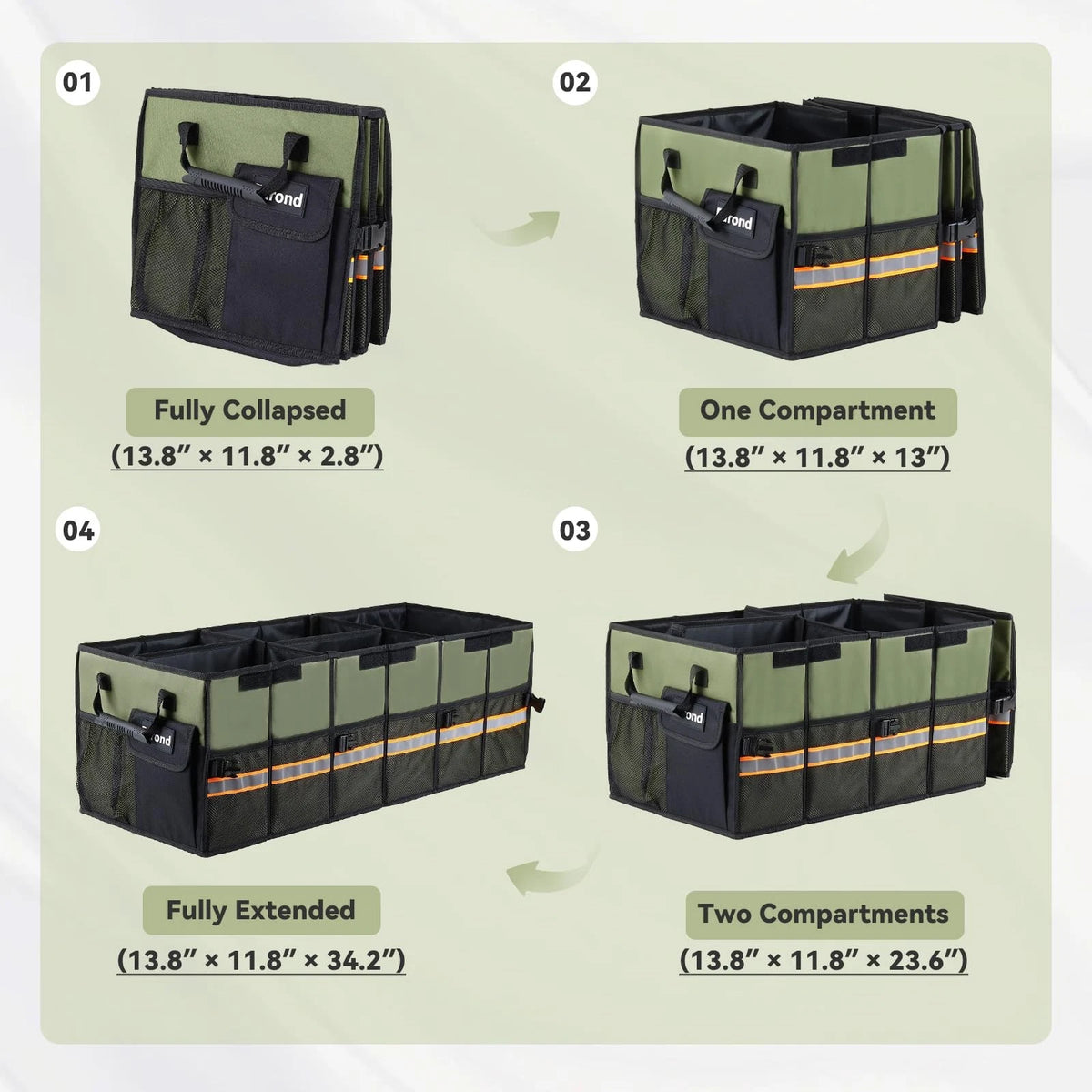 Car Trunk Organizer with Lid for SUV, Sedan, Jeep (Collapsible Storage)