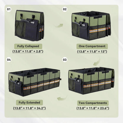 Car Trunk Organizer with Lid for SUV, Sedan, Jeep (Collapsible Storage)