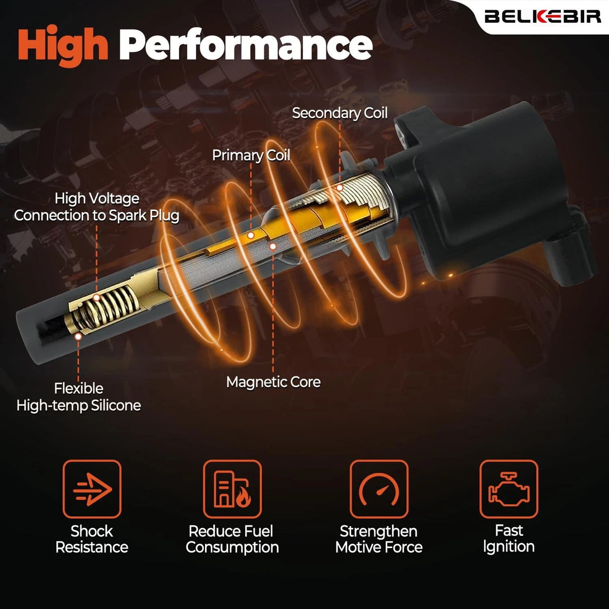 Ignition Coil Pack & Iridium Spark Plugs Set for Ford Mazda Mercury (3.0L V6)