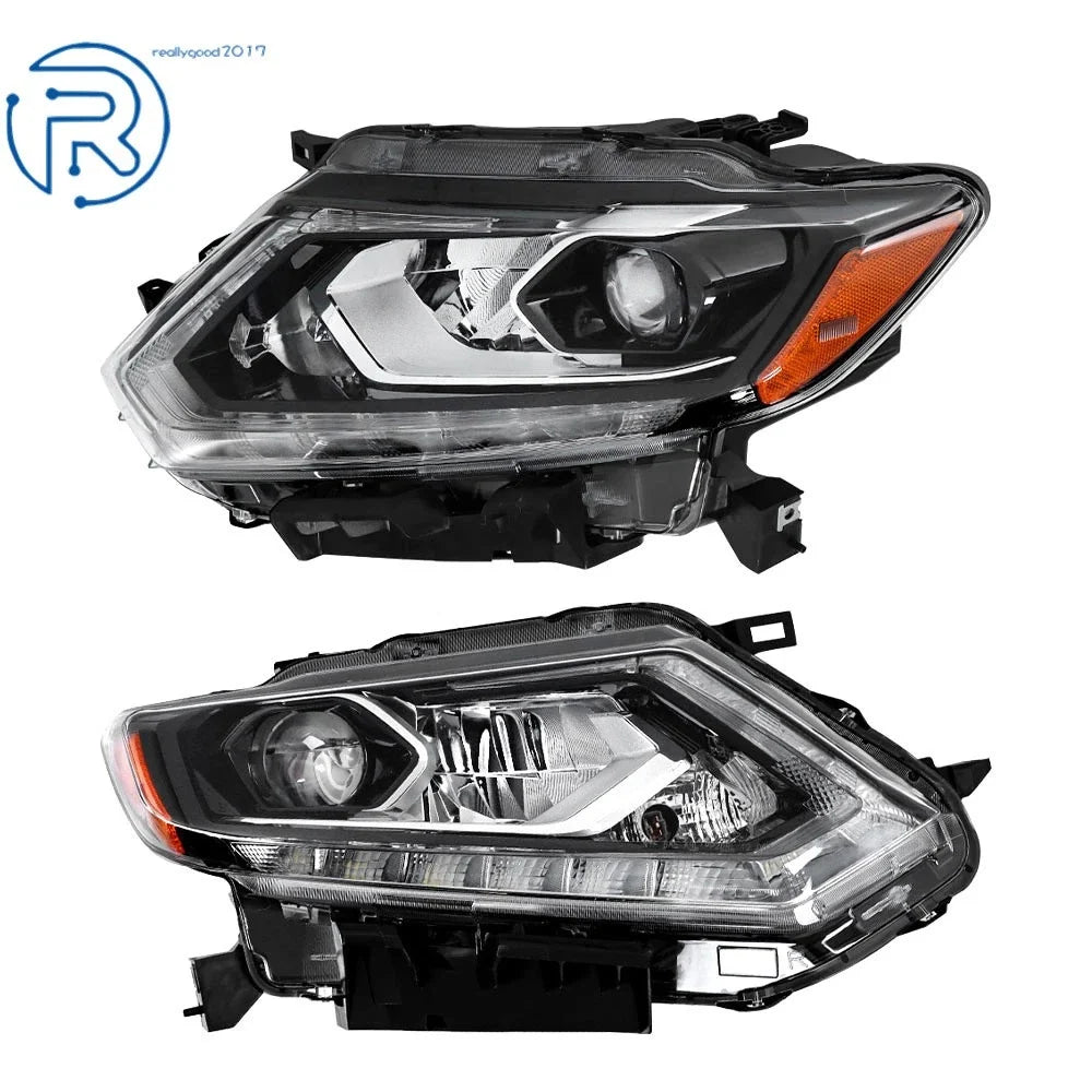 Set of 2 LED Headlight Assembly for Nissan Rogue (2014–2016) Chrome Housing