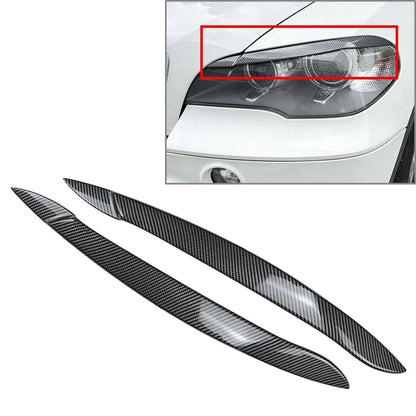 Carbon Fiber Headlight Eyelid Trim for BMW X5 E70 (2008–2013)