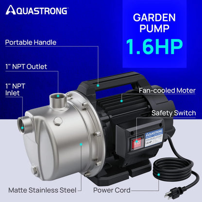 1.6HP Stainless Shallow Well Garden Pump for Aquastrong (115V)