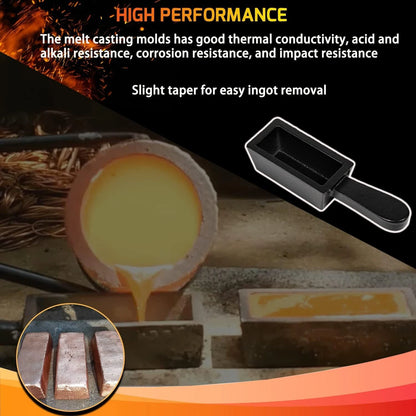 25oz Cast Iron Loaf Bar Ingot Mold for Melting Copper Gold Silver Aluminum