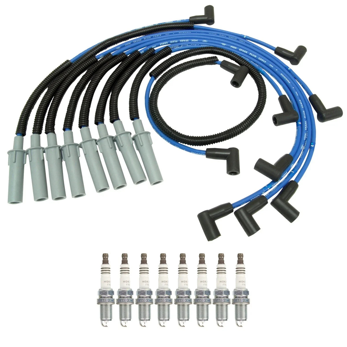 NGK Wire Set & 8 Ruthenium HX Spark Plugs for Ram 1500 2500 Van (2010–2023)