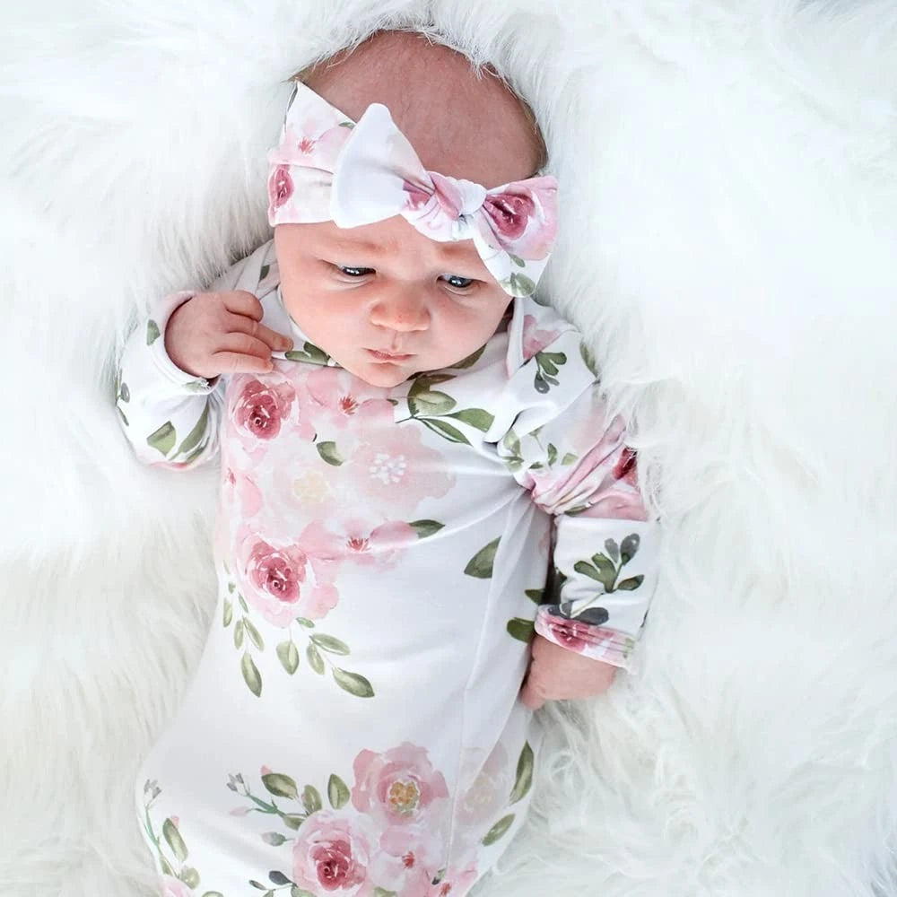 Baby Knotted Gown for Newborns 0-6 Months - Soft & Breathable