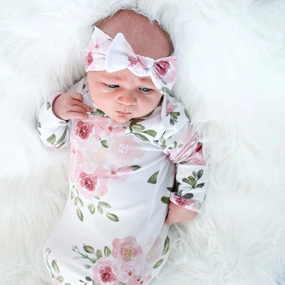 Baby Knotted Gown for Newborns 0-6 Months - Soft & Breathable