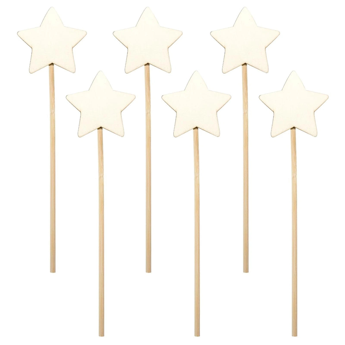 6-Piece Wooden Star Fairy Wands for DIY Crafts (Christmas)