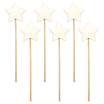 6-Piece Wooden Star Fairy Wands for DIY Crafts (Christmas)