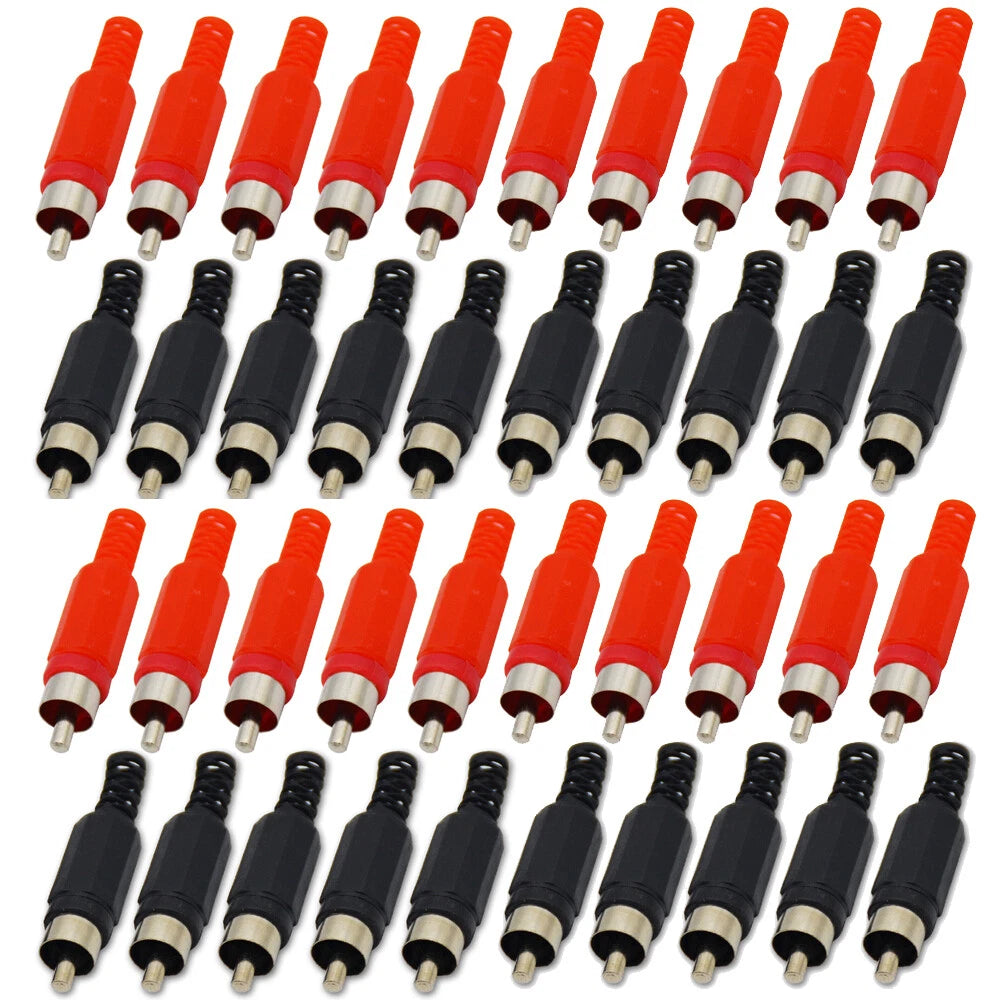 40PCS RCA Male Audio Video Adapter Connector for Universal Use