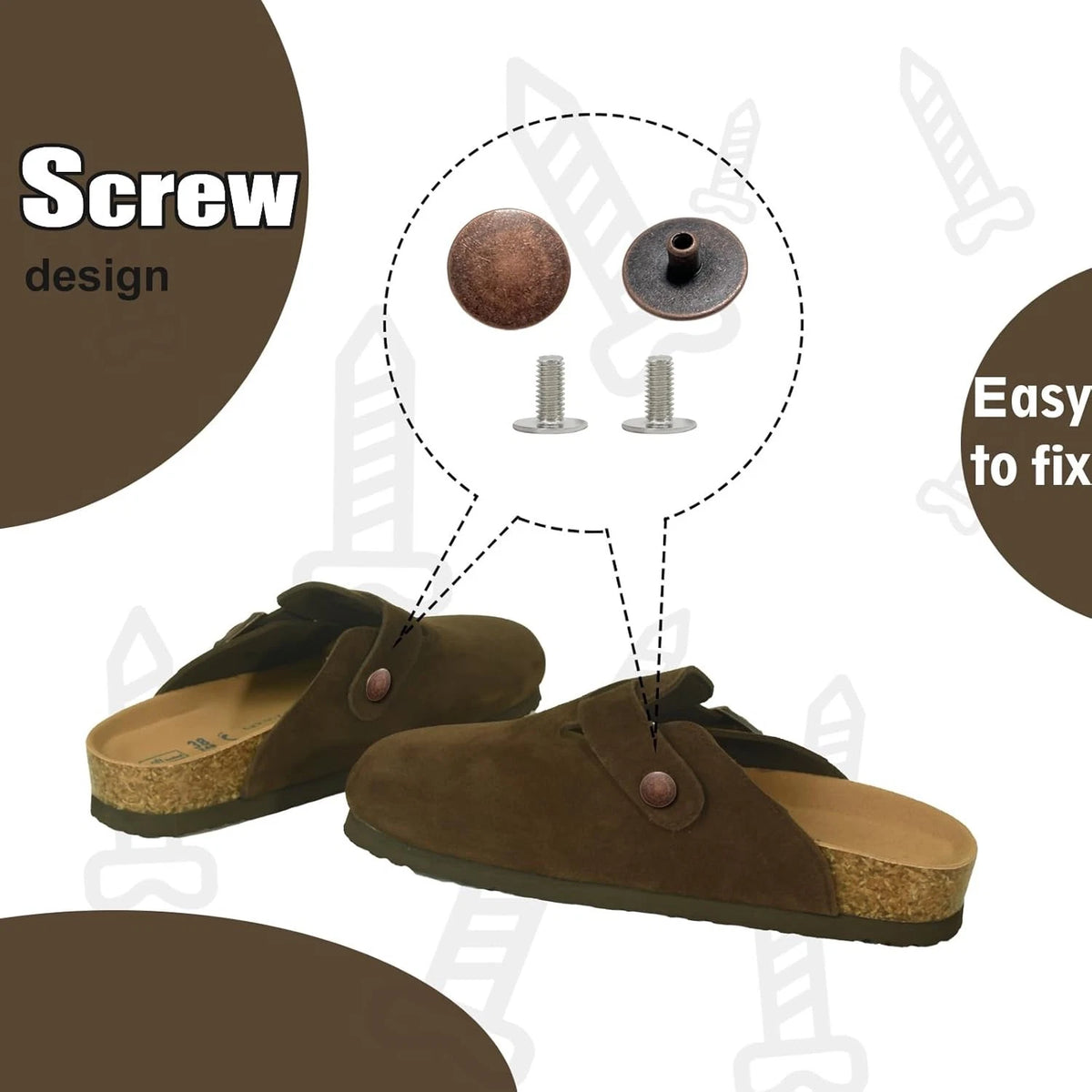 6 Pack Replacement Rivets for Birkenstock Clogs