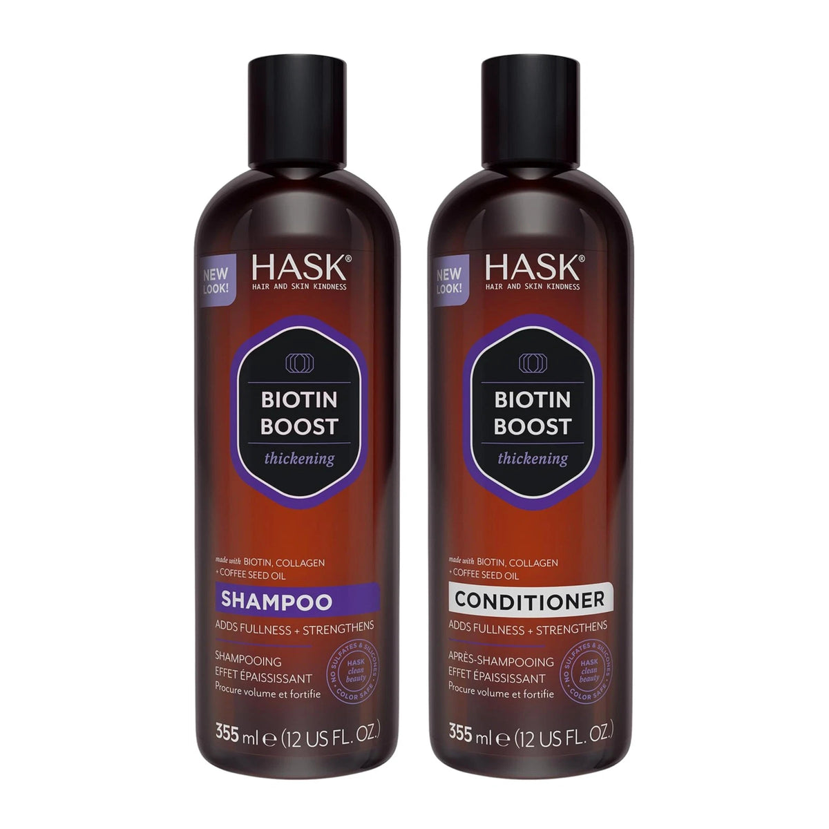 Set of 2 HASK Biotin Boost Thickening Shampoo + Conditioner 12 Fl Oz