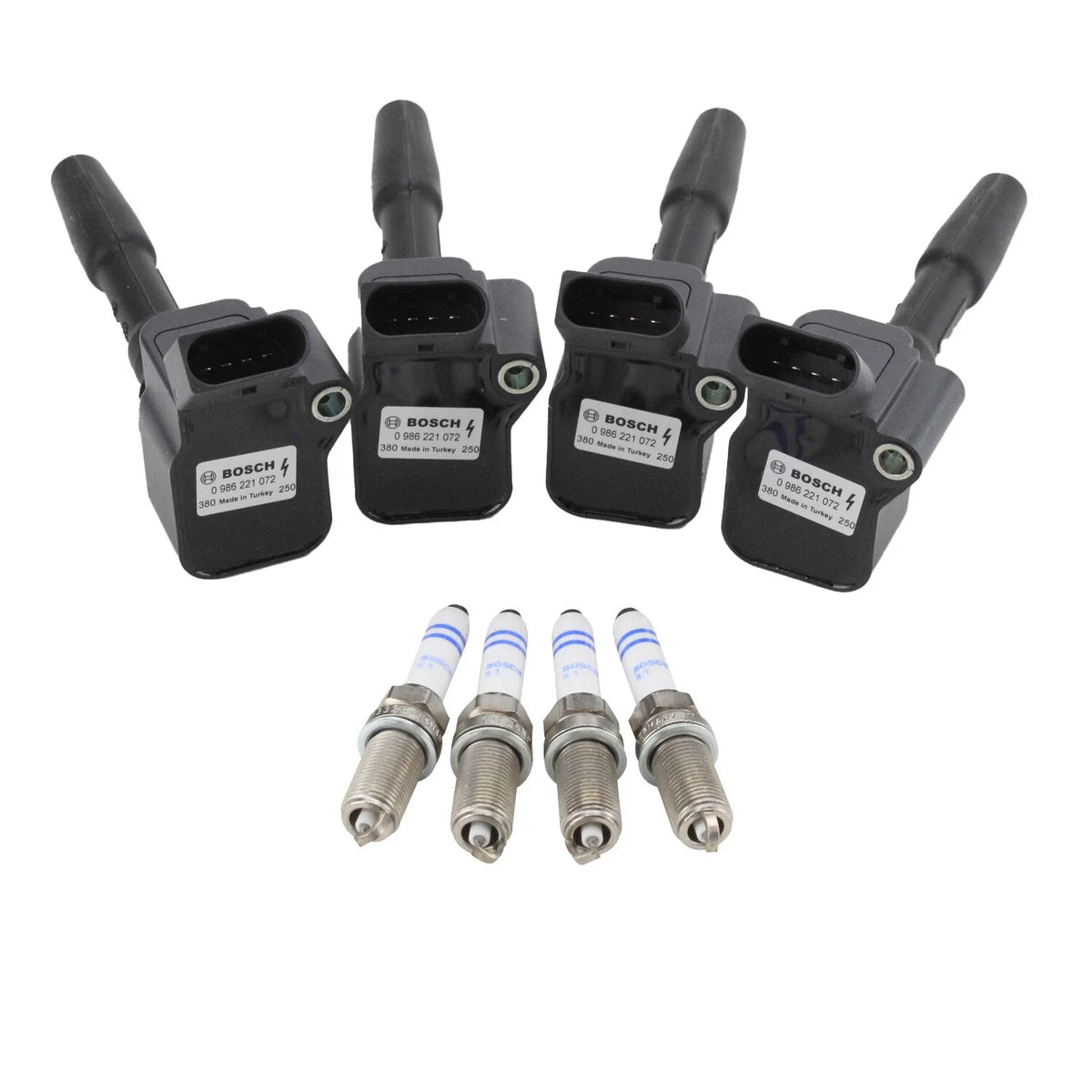 Set of 4 Ignition Coils & 4 Spark Plugs for Bosch 1.8L 2.0L L4 AWD FWD