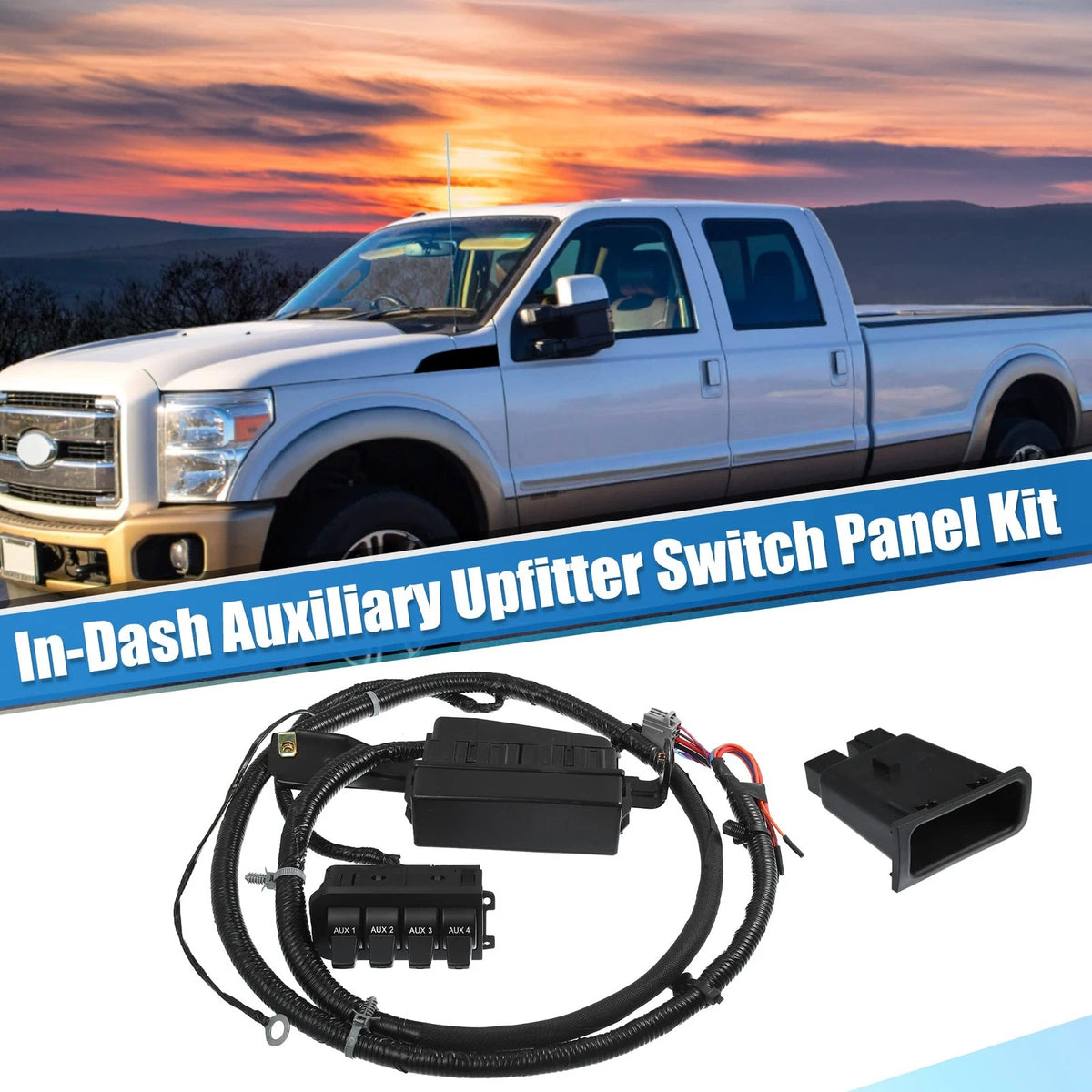 In-Dash Auxiliary Upfitter Switch Panel Kit for Ford (5.63'', Black)