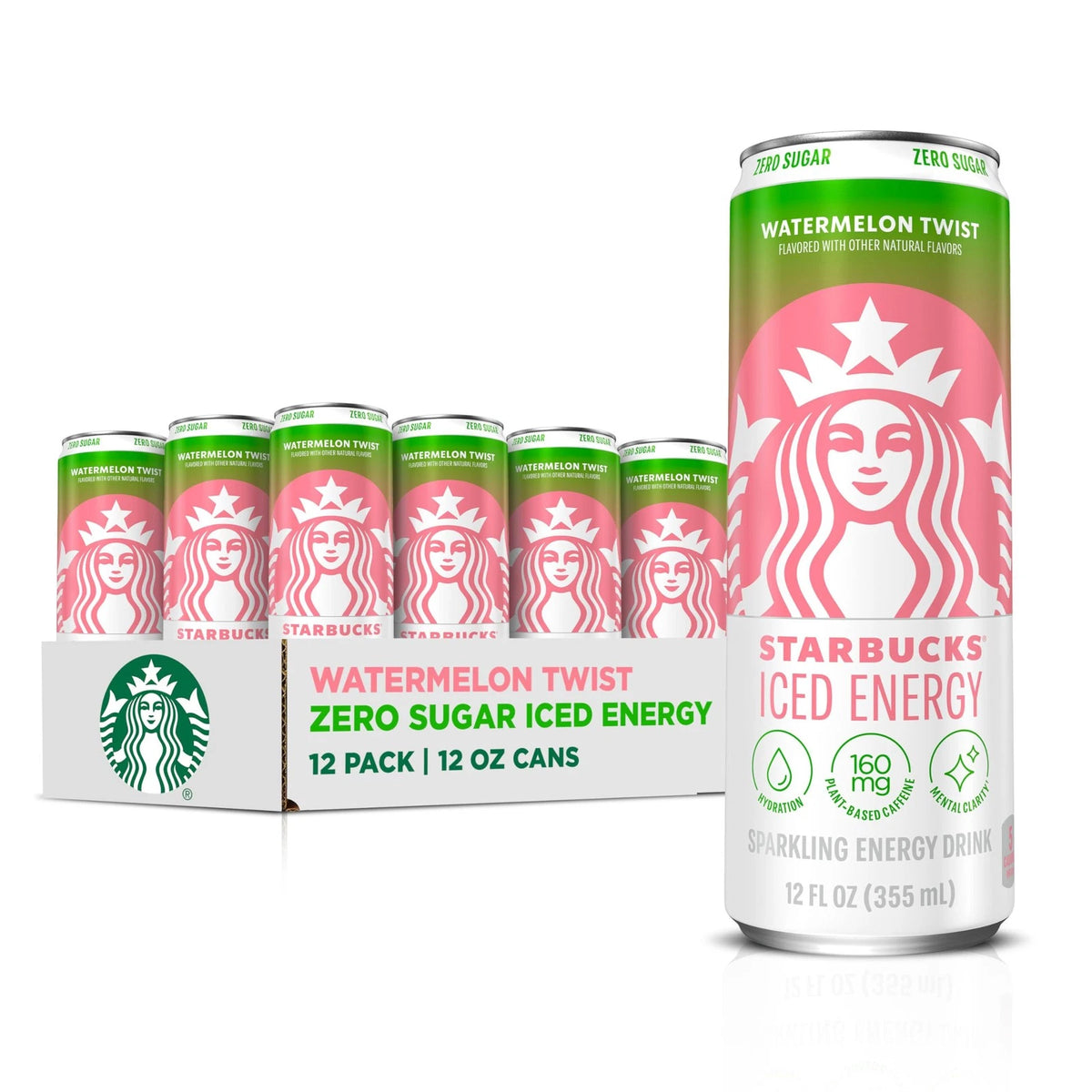 Pack of 12 Starbucks Iced Energy Drink, Watermelon Splash, Zero 12 Fl Oz
