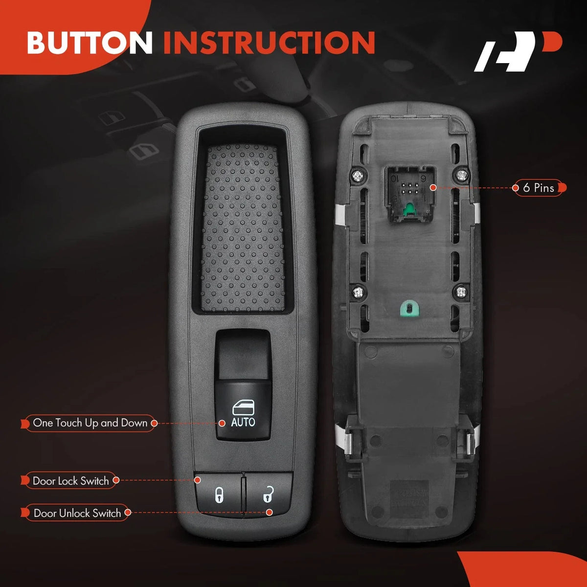 Front Right Power Window Switch for Ram 2500 3500 (2019–2024)