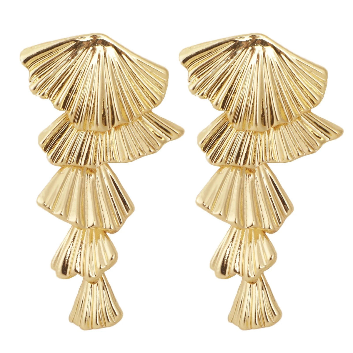 Gold Sea Shell Dangle Earrings for Summer Beach Style