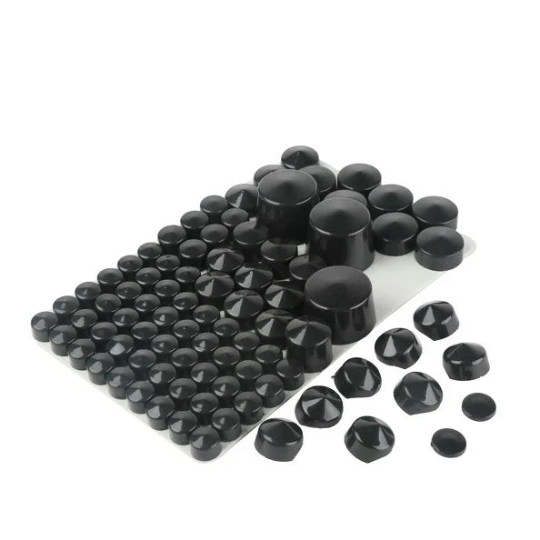 Set of 4 Black/Chrome Bolt Toppers Caps for Harley Softail Twin Cam (1984–2006)