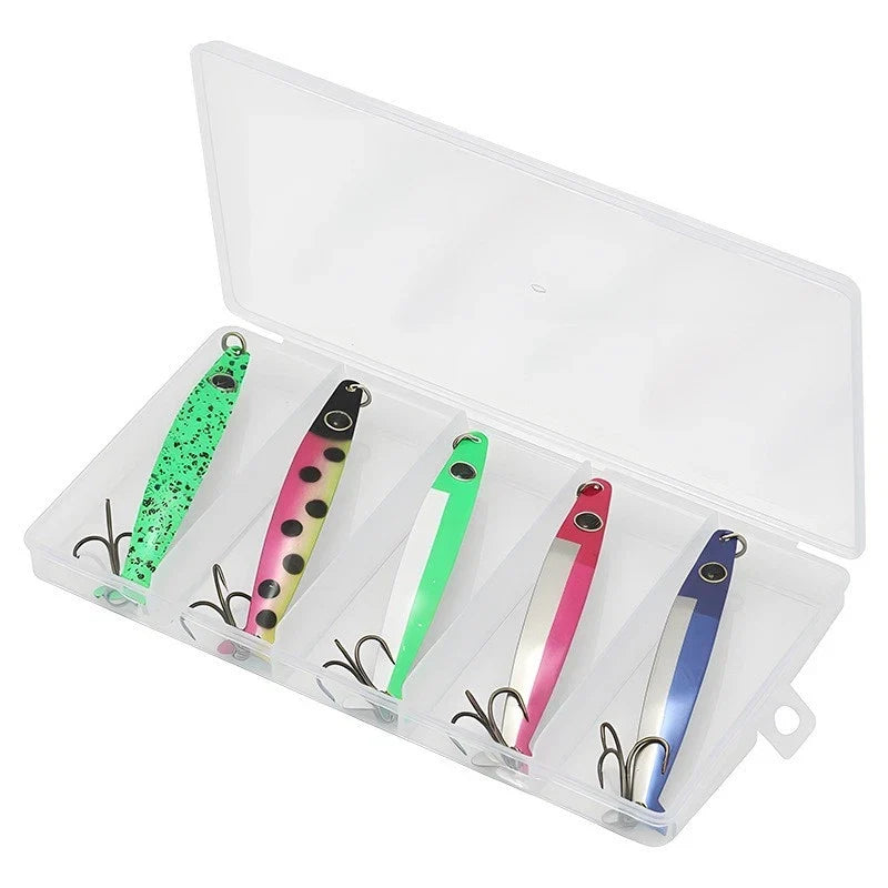 5pcs Metal Fishing Lures Pack for Bass Trout (Long Casting)