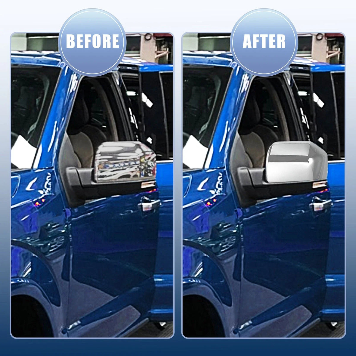 Chrome Rearview Mirror Cover Caps for Ford F150 (2015–2023)