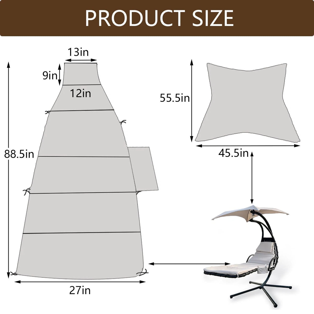Outdoor Hanging Lounge Chair for (90"x29"x1")