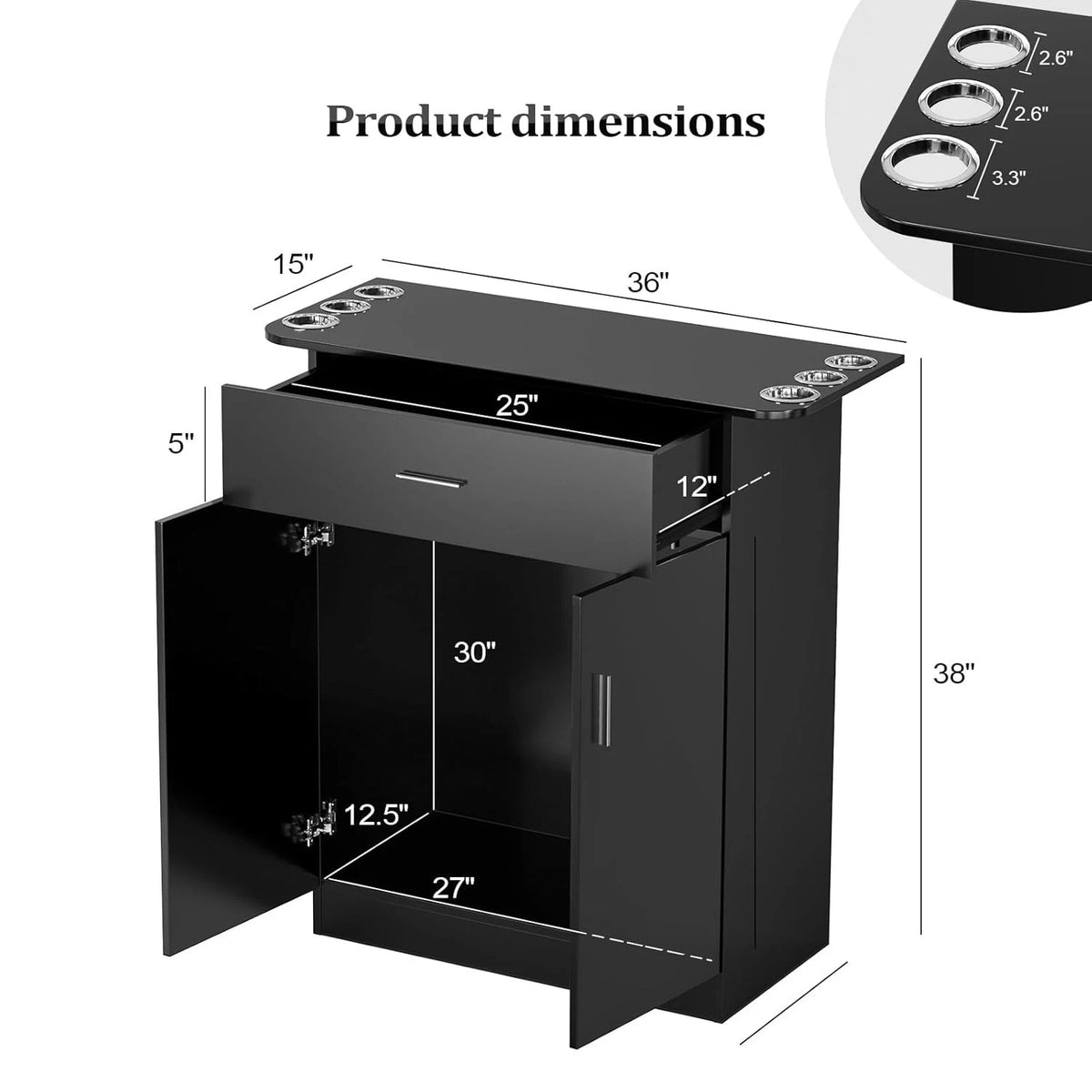 Storage Cabinet for Beauty Salon Spa Equipment (Hair Styling Station)