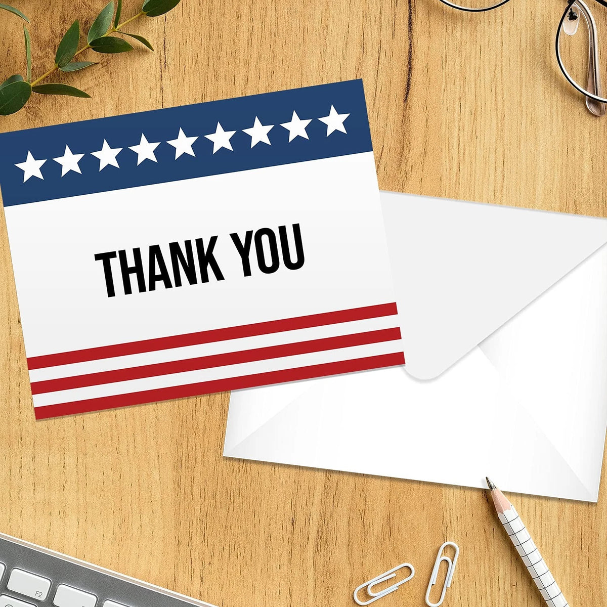 Set of 125 Patriotic Thank You Greeting Cards