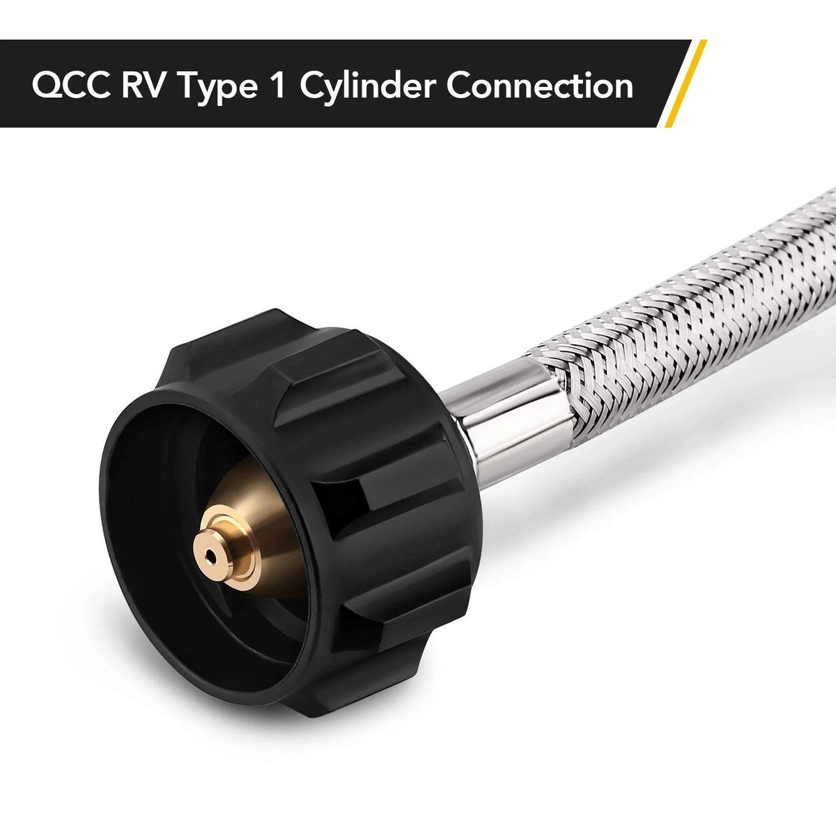 15in Stainless Braided RV Propane Pigtail Hose with 1/4 Male NPT Connection