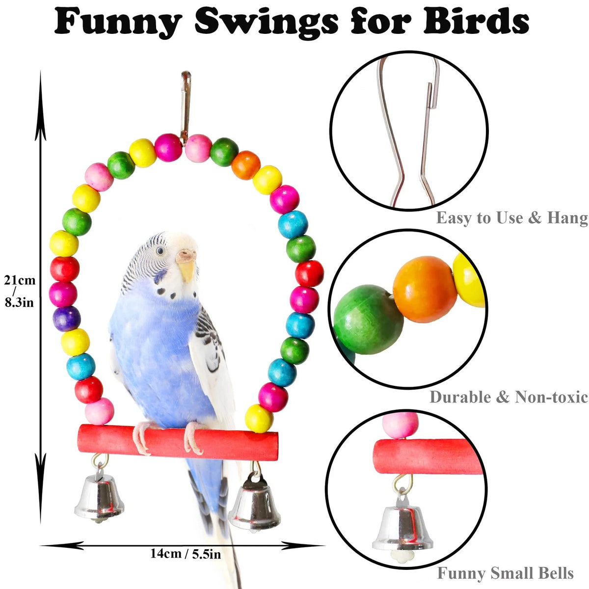 8 Pcs Bird Toys for Parakeet Cockatiel Parrots Cage Accessories