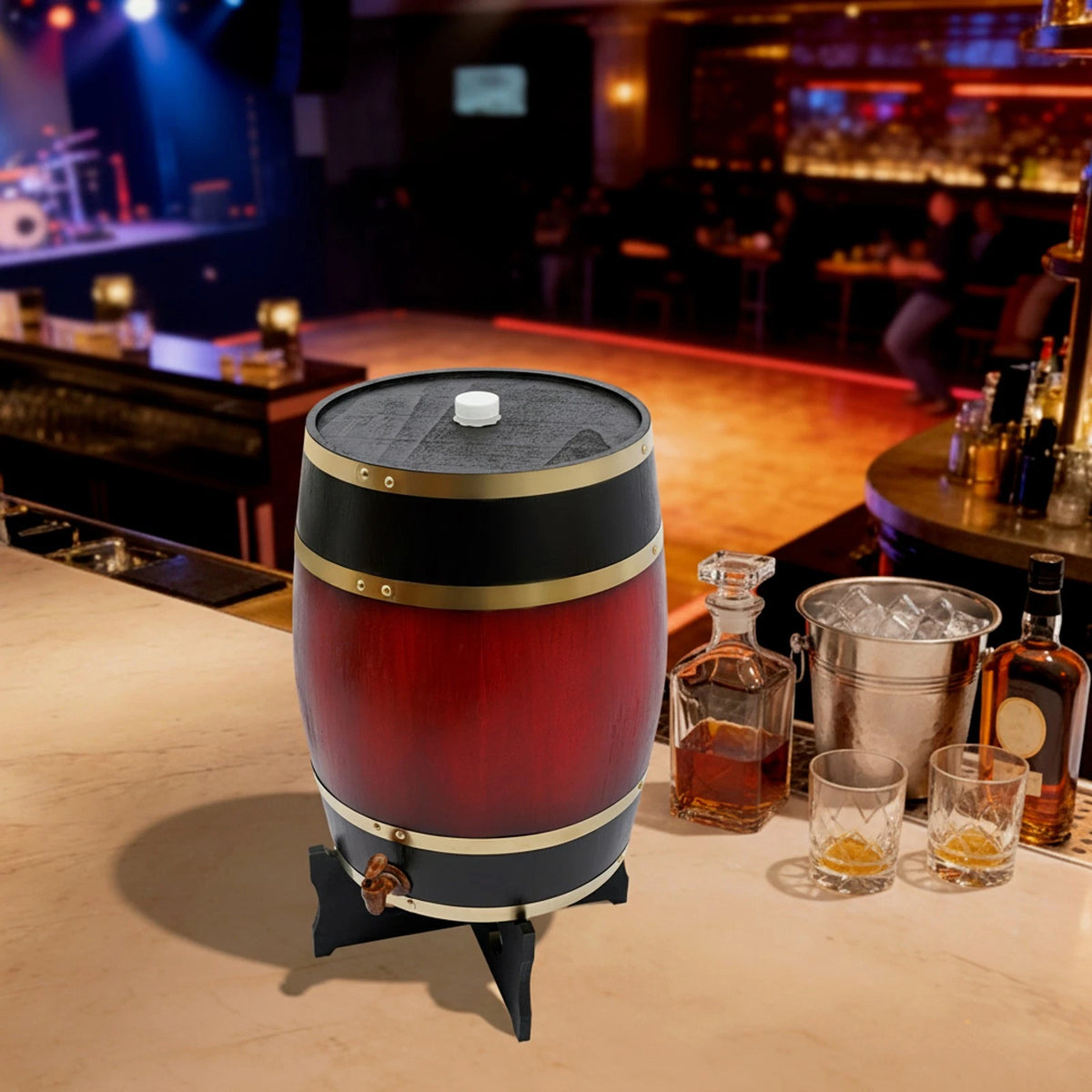 30L Vertical Wine Barrel with Faucet & Bracket (36x13cm)