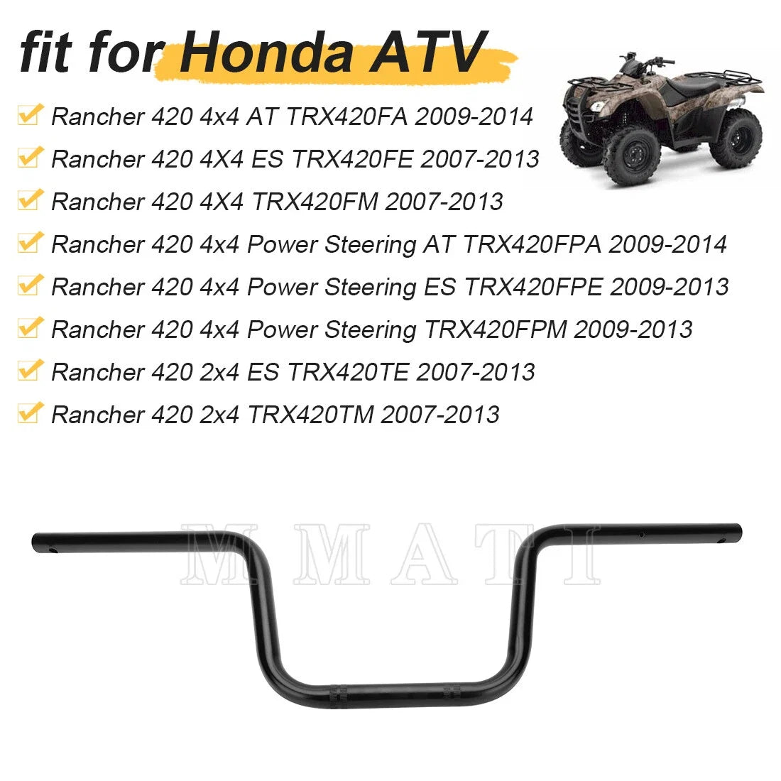 Handlebars 53100-HP5-600 for Honda Rancher TRX 420 (2007–2013)