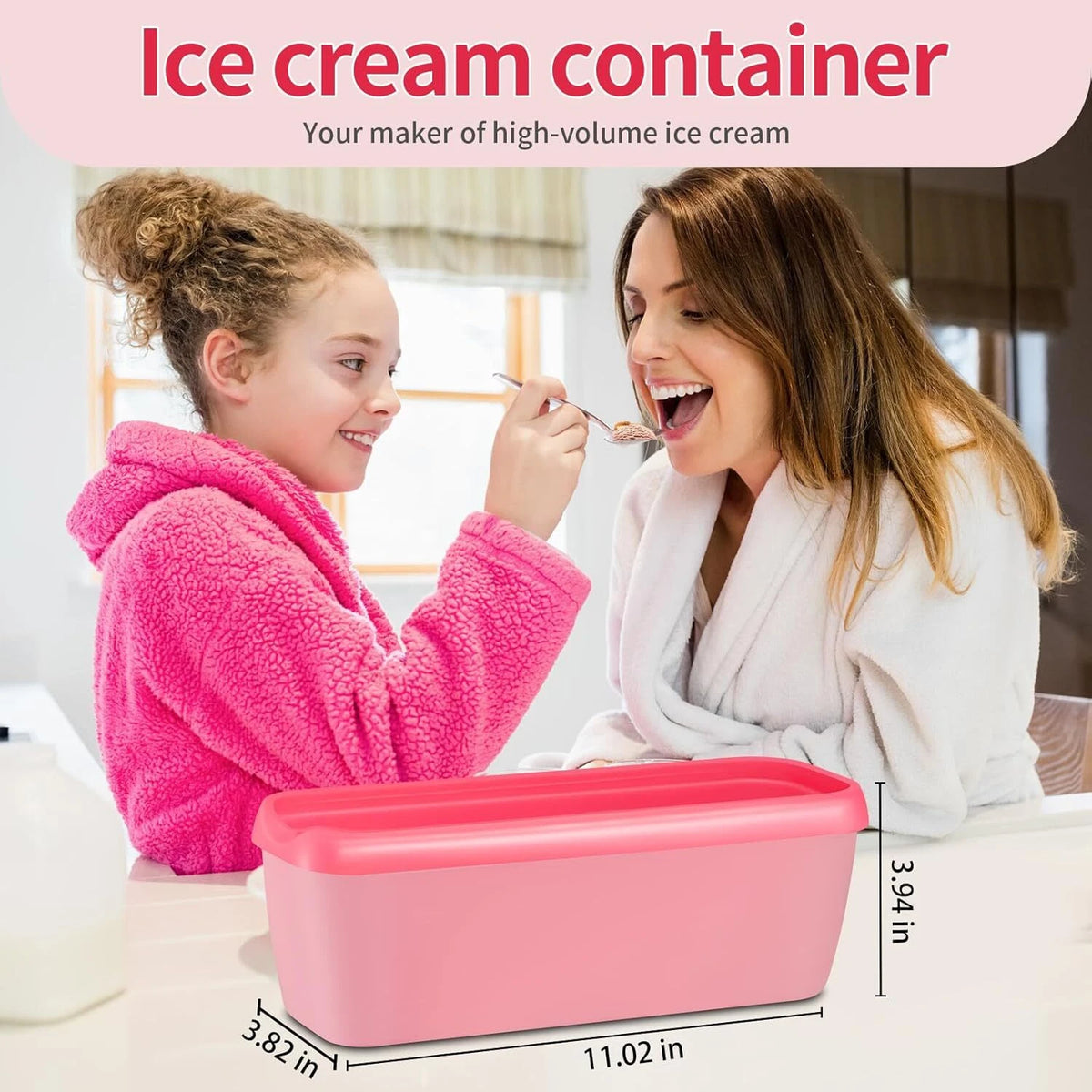 Ice Cream Containers Set of 2 for Universal Use (1.5 Quart, Pink & Green)