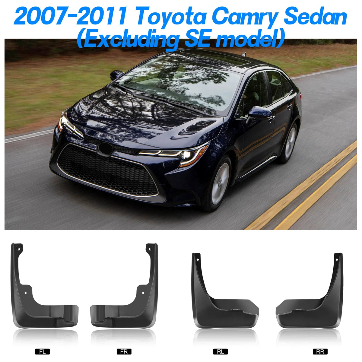 Set of 4 Mud Guards for Toyota Camry (2007–2011) - Black Splash Flaps