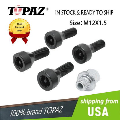 Wheel Lock Set of 4 Black Lug Bolts for BMW E32 E34 3 5 7 Series & Mini
