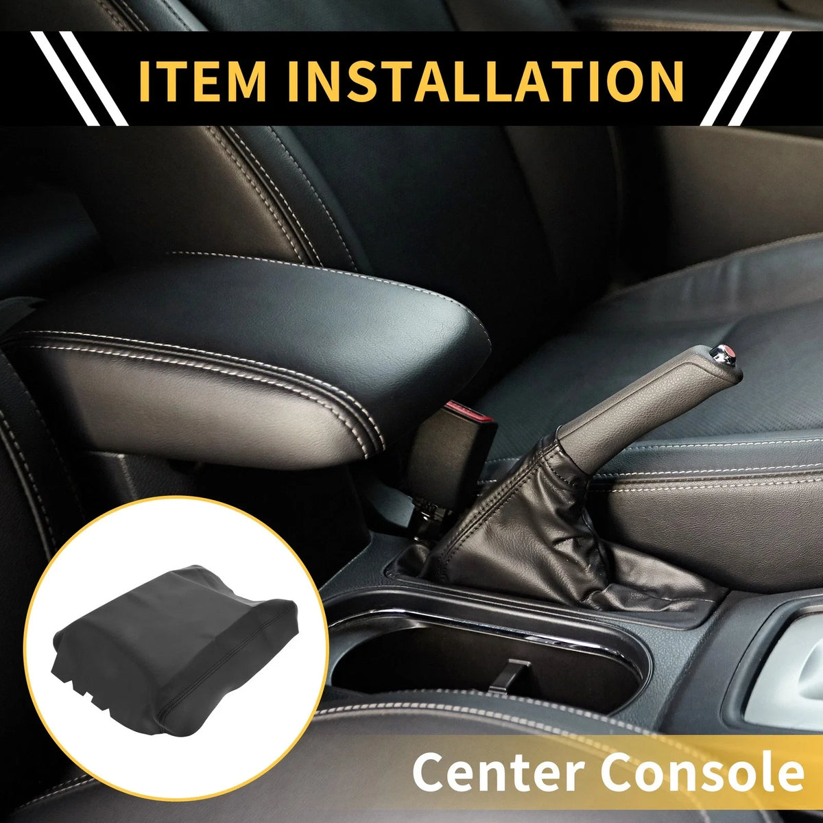Console Pad Cover for Nissan Titan (2004–2014) Microfiber Leather Black