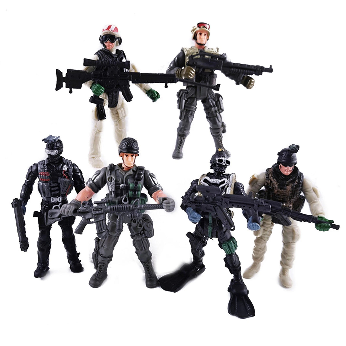 Set of 6 Special Force Army SWAT Soldiers Action Figures 1:18 Scale