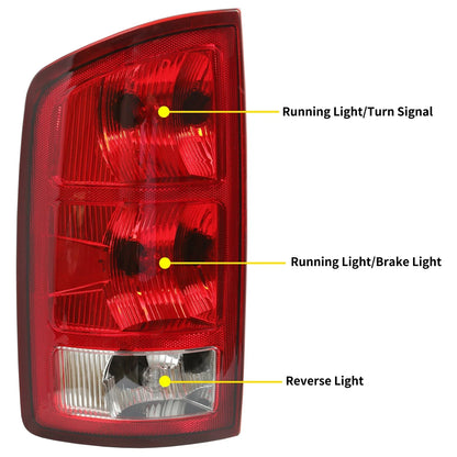 DOT tail lights brake lamps w/bulbs for Dodge Ram 1500 2500 3500 (2002–2006)