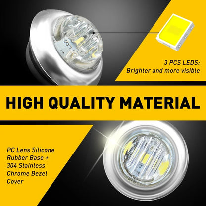 20x 3/4" Round White LED Side Marker Light for Truck Trailer (USP)