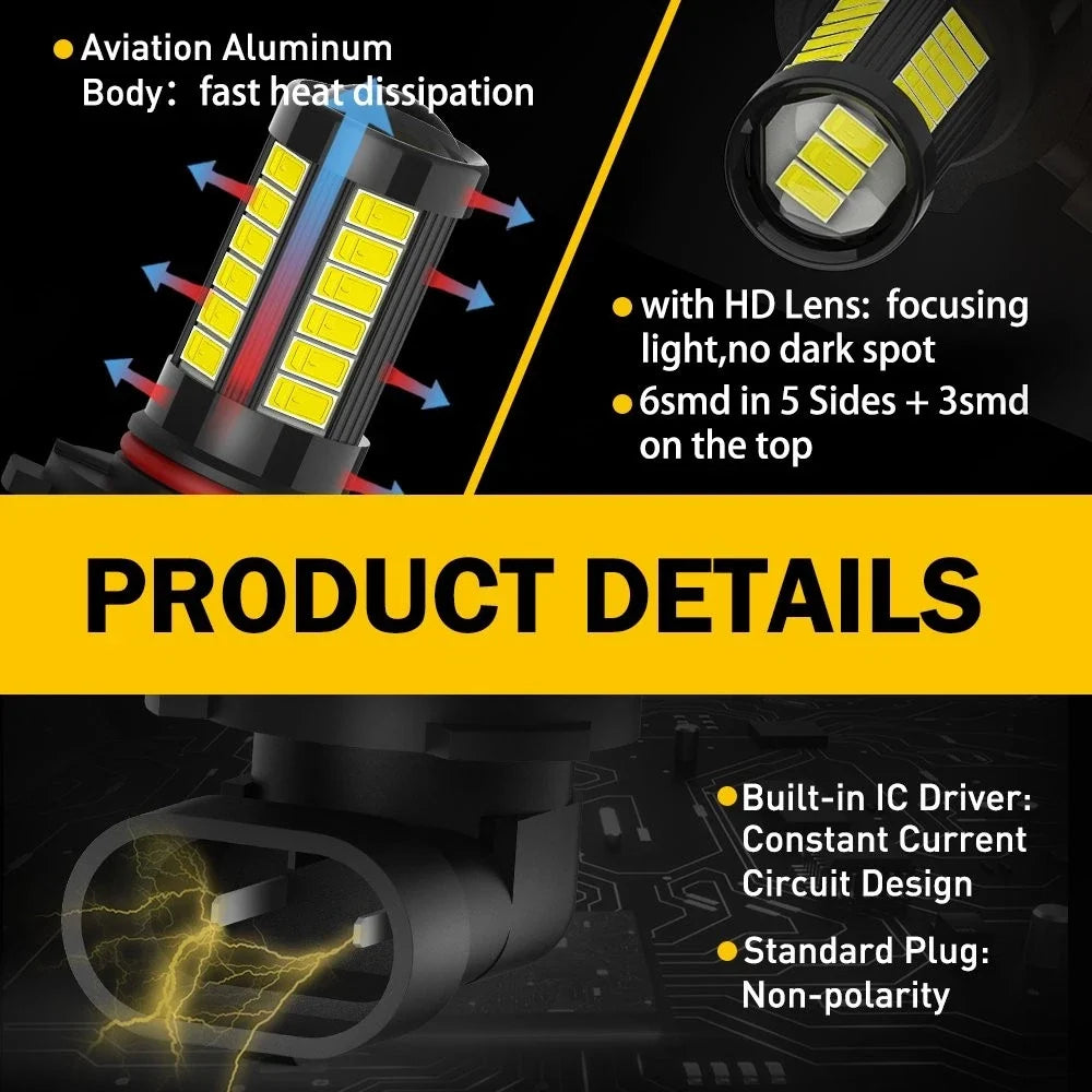 2X AUXITO HB3 9005 LED Daytime Running Light Bulbs for Car Fog (Canbus)