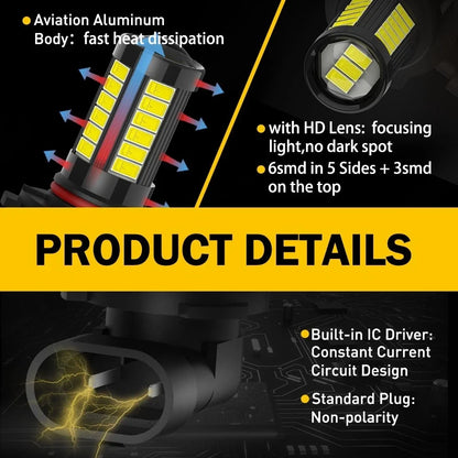 2X AUXITO HB3 9005 LED Daytime Running Light Bulbs for Car Fog (Canbus)