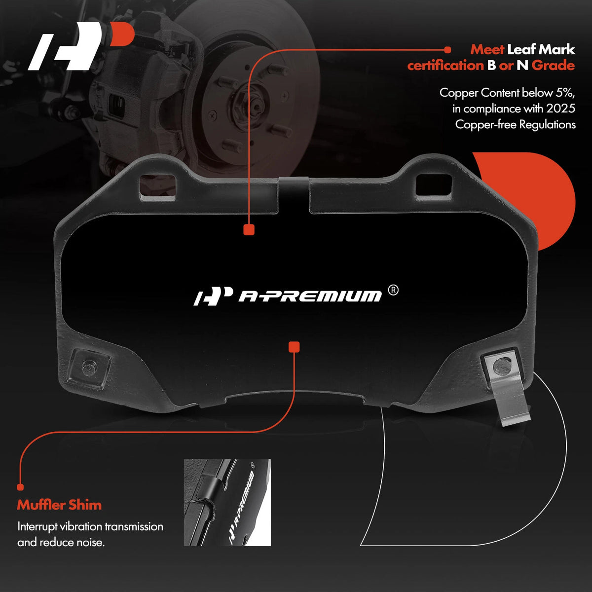 Set of 4 Front Side Ceramic Brake Pads for Chevrolet HHR Cobalt (2008–2010) - MGD1379C, PGD1379C, 171379, P-1379, P1379