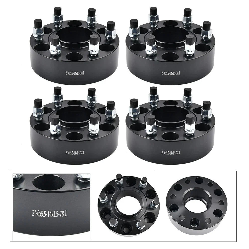 Set of 4 Hubcentric 2" Wheel Spacers for Chevy Silverado Tahoe GMC Sierra 1500 (2007–2023)