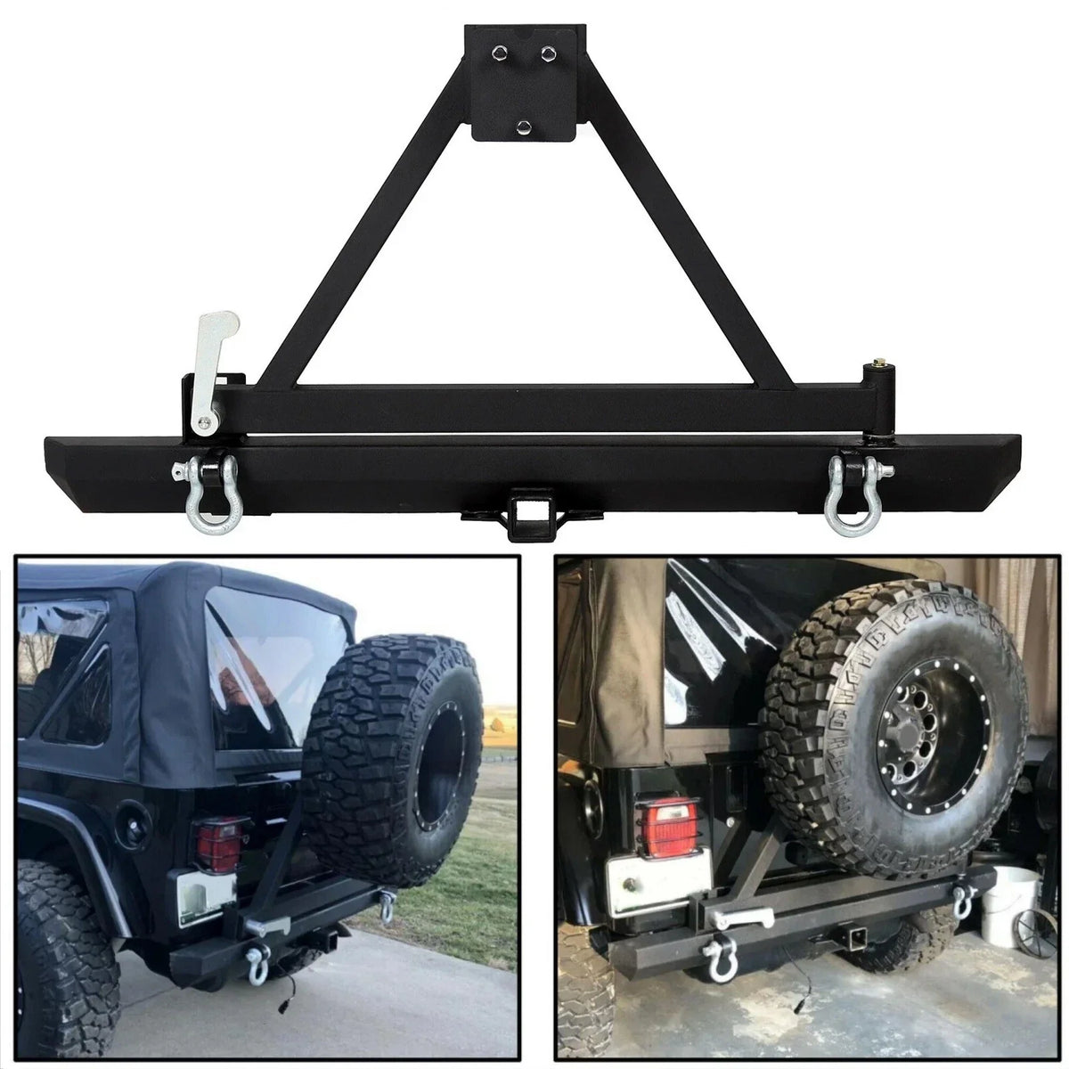Rear Bumper with Tire Carrier & D-Ring for Jeep Wrangler (1987–2006)